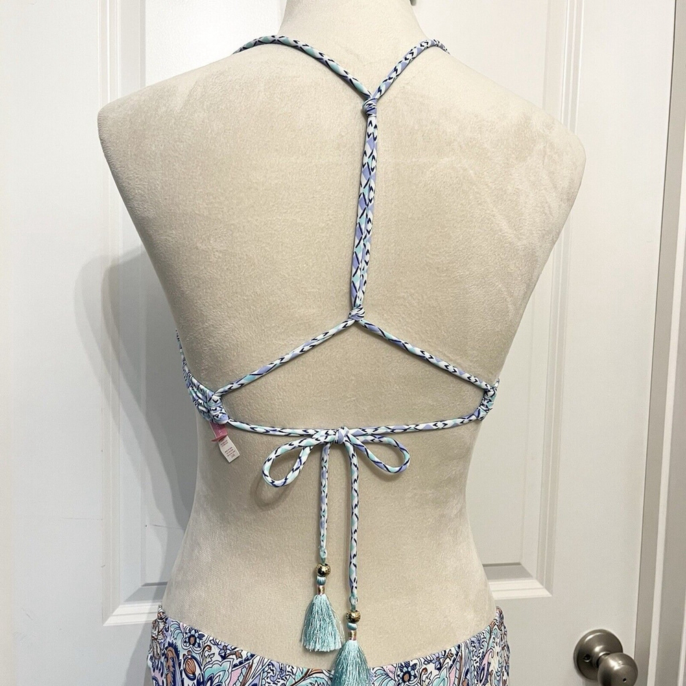 Victoria Secrets Bikini Set- 34B Padded Top- Small Bottom- Blue Purple Paisley - Picture 6 of 13
